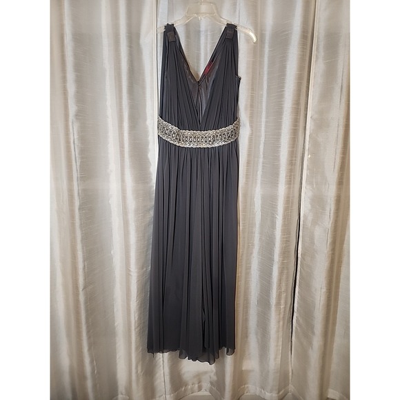 JS Collections Mother Of Bride Dress Size 8 Sleeveless Pewter,sequin Band - Picture 1 of 11